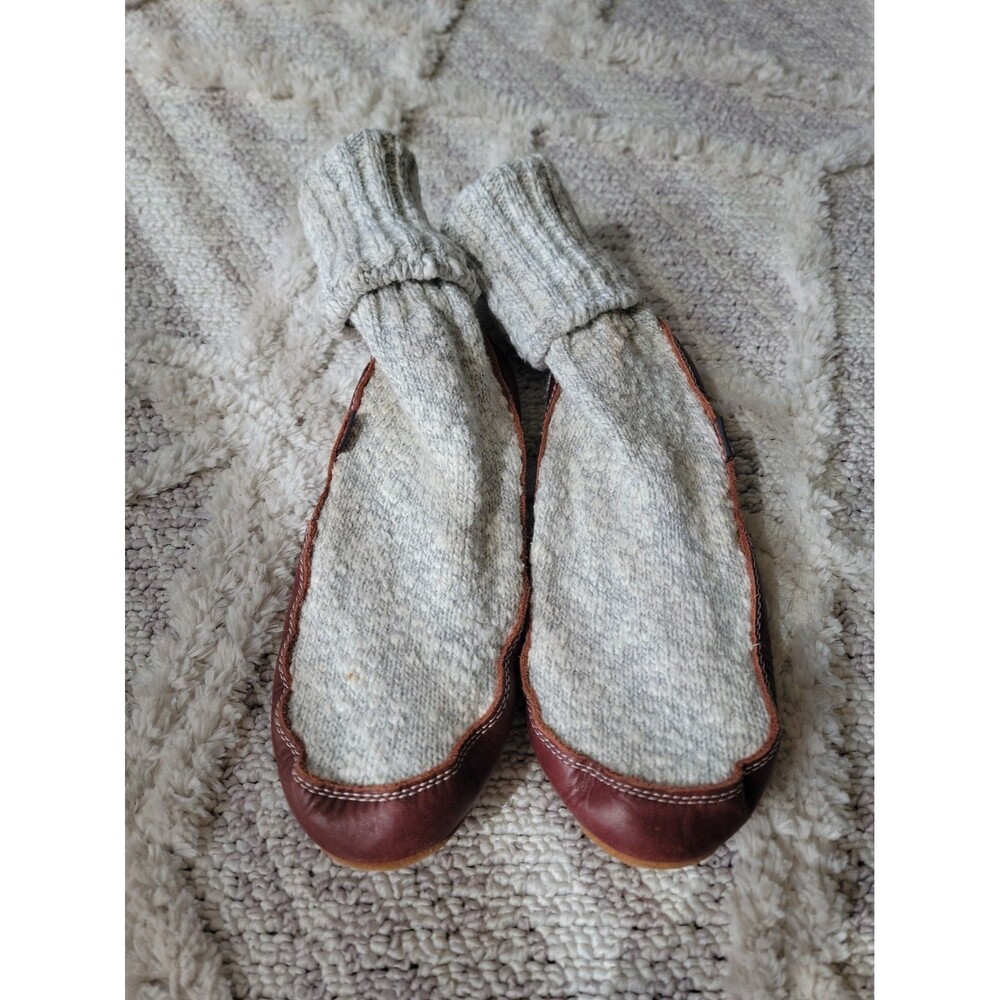 Acorn Original Knit Leather Slipper Socks Men 6-7 or Women 7.5-8.5